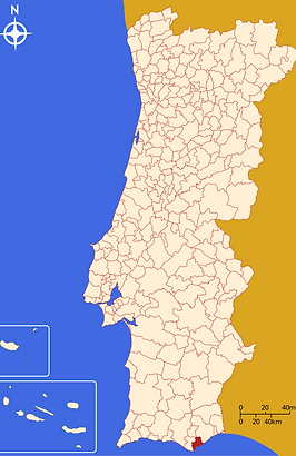 Olhão situado no mapa de Portugal