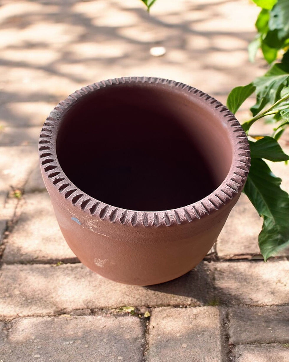 Macetero Estriado Greda 10x13