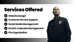 Hans Enriquez's services list for virtual assistance: Website Design, Customer Service, Social Media