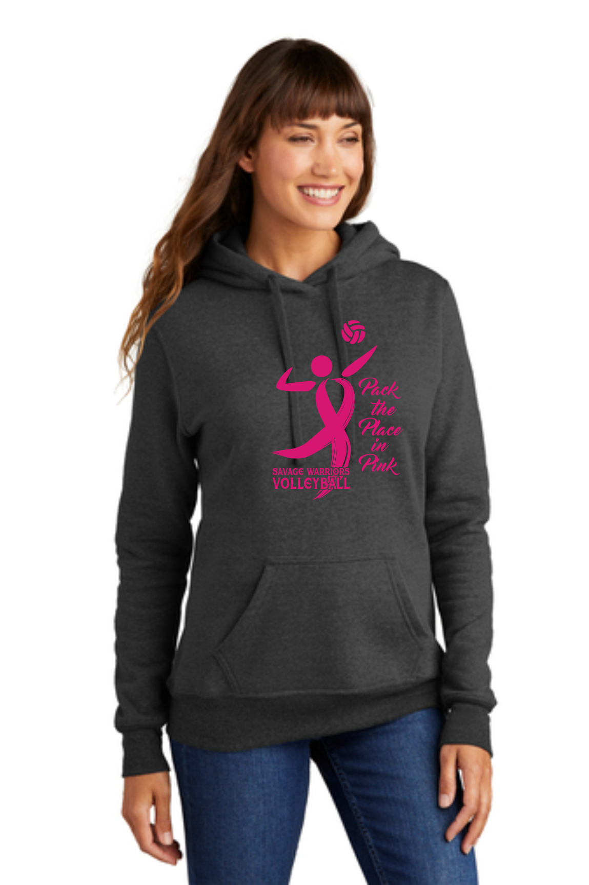 Savage Warriors Volleyball Ribbon Hooded Sweatshirt