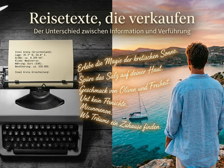 Gute Texte wecken tiefe Sehnsüchte. Sie entführen den Leser an warme, sonnige Orte weit weg vom Alltag.