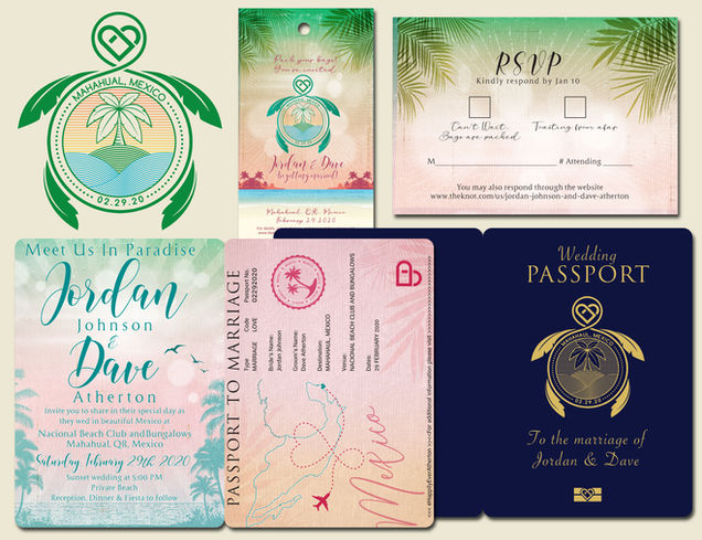 Allyance Design Destination Wedding Invitations  with Sea Turtle Logo