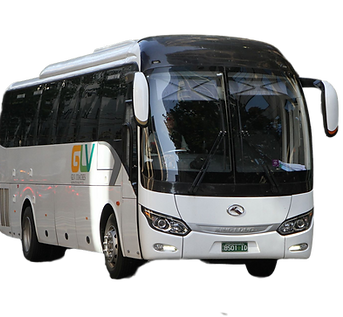 Modern coach from GLV Coaches fleet cruising on a scenic road, ideal for group tours and corporate travels in Melbourne