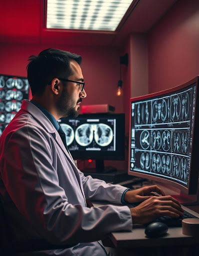 Figure1 : A Radiologist going through MRI scans