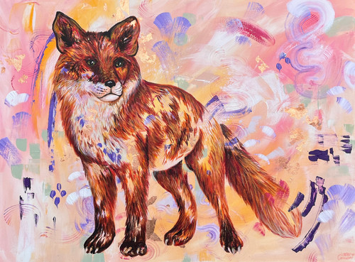 Silent Joy' Red Fox Original Acrylic Painting | Natalie Carmella