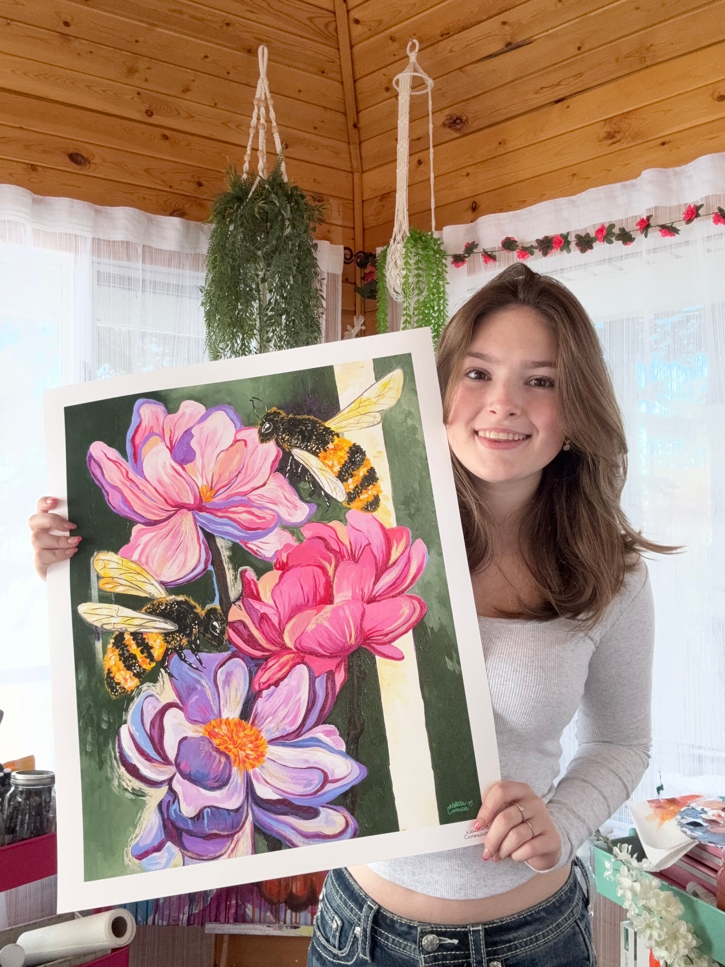 'Something Sweet' Flower & Bees Fine Art Print