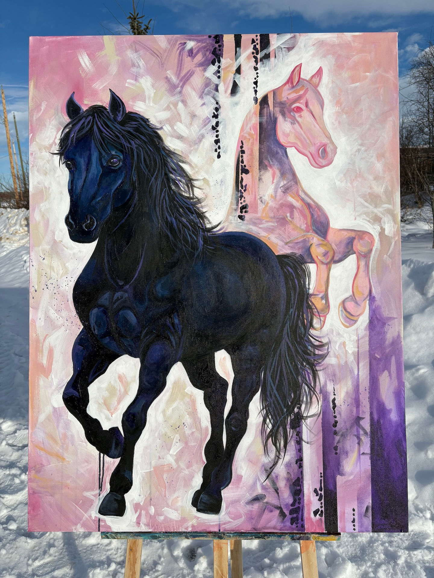 'Echo of the Stallion' Horse Original Acrylic Painting