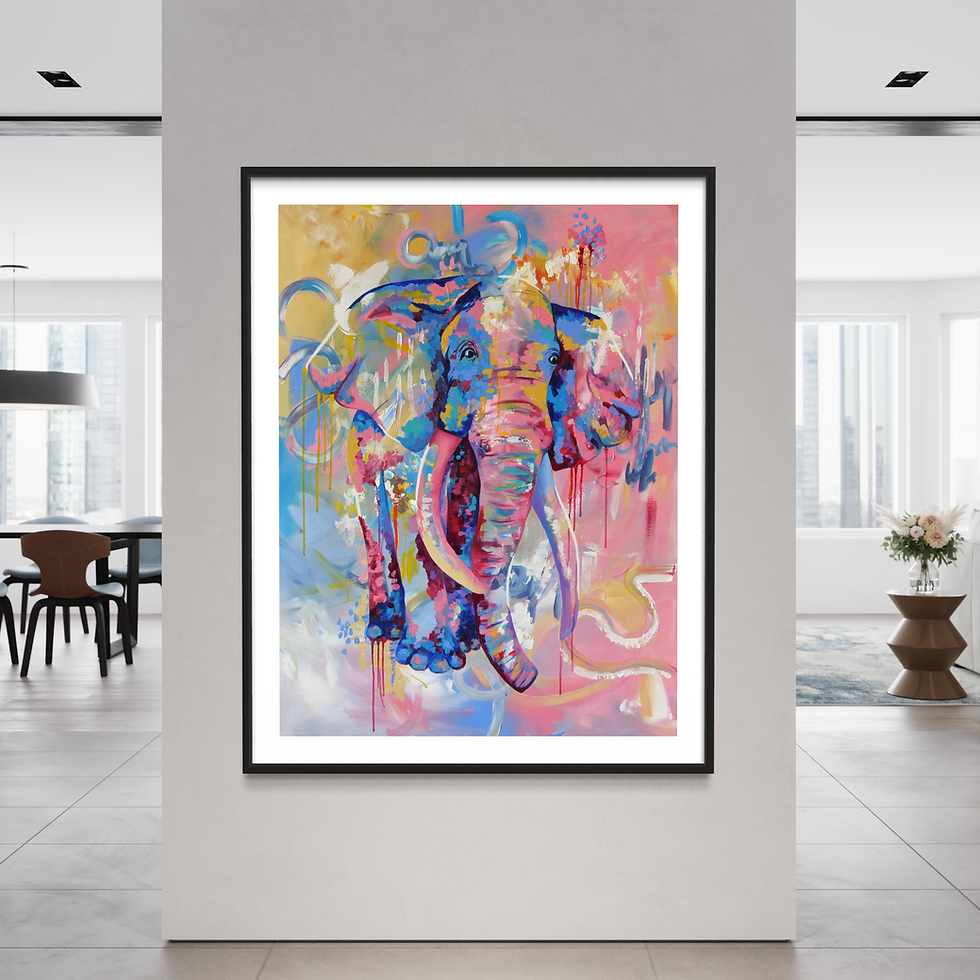 Thumbnail: 'Whimsical Wonder' Pink Elephant Fine Art Print