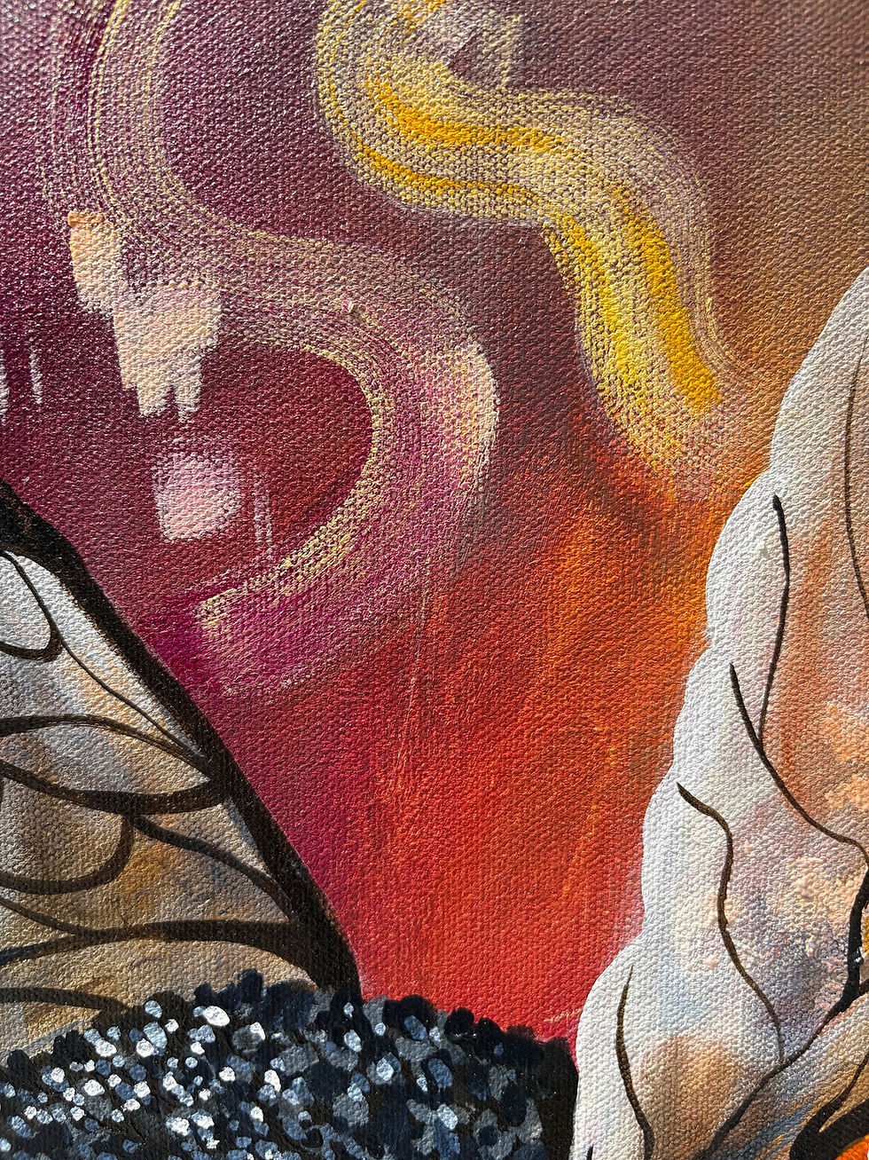 Thumbnail: 'Bumble Berry' Bumble Bee Original Acrylic Painting