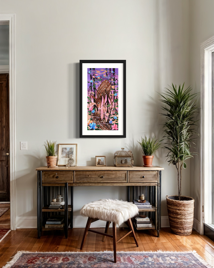 Thumbnail: 'Reflecting Tranquility' Deer Fine Art Print