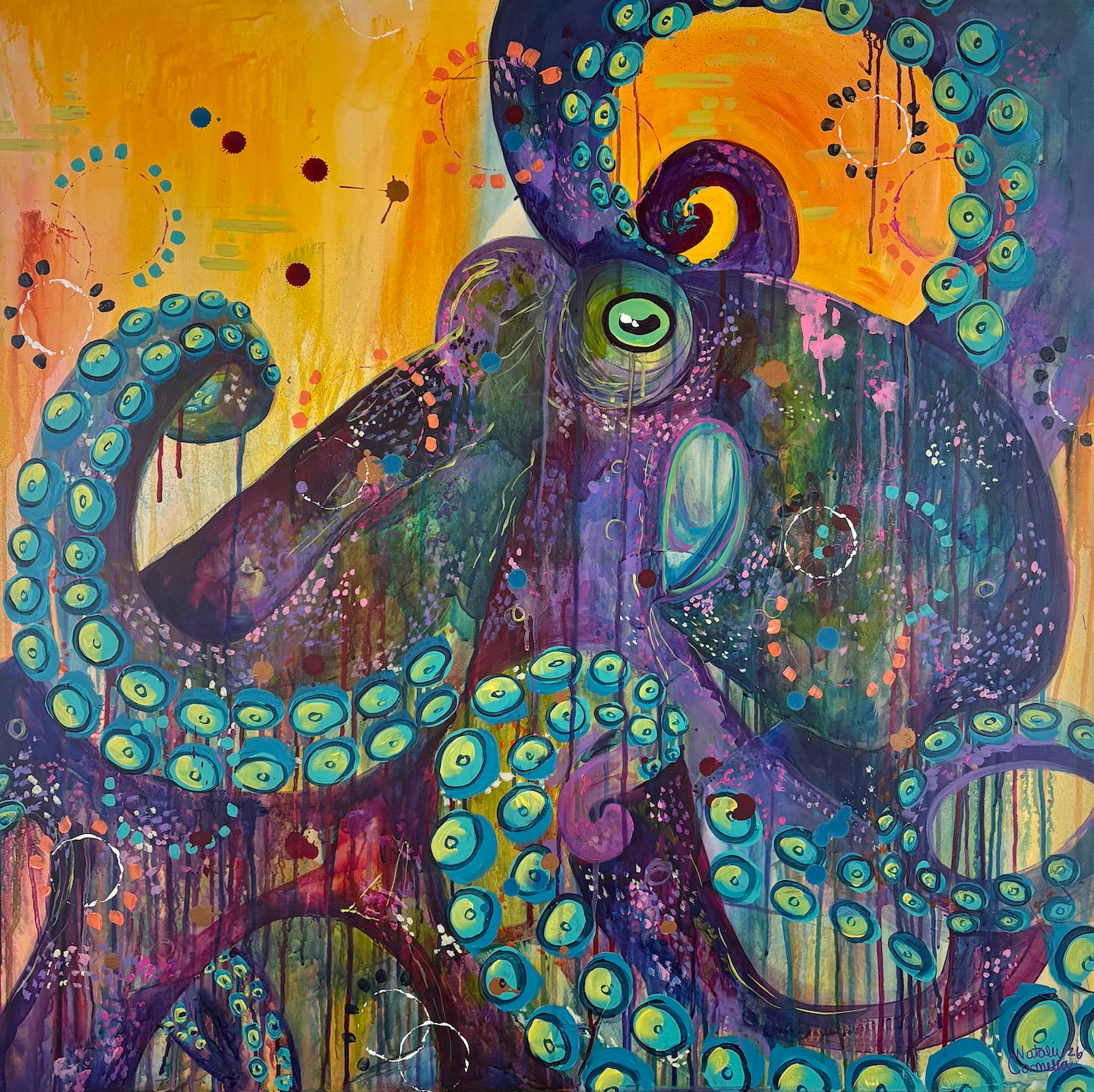 'Sullivan' Octopus Original Acrylic Painting