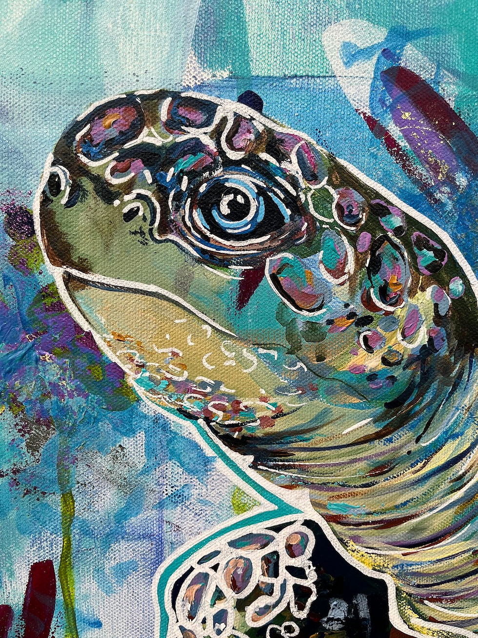Thumbnail: 'Ocean's Whisper' Sea Turtle Original Acrylic Painting