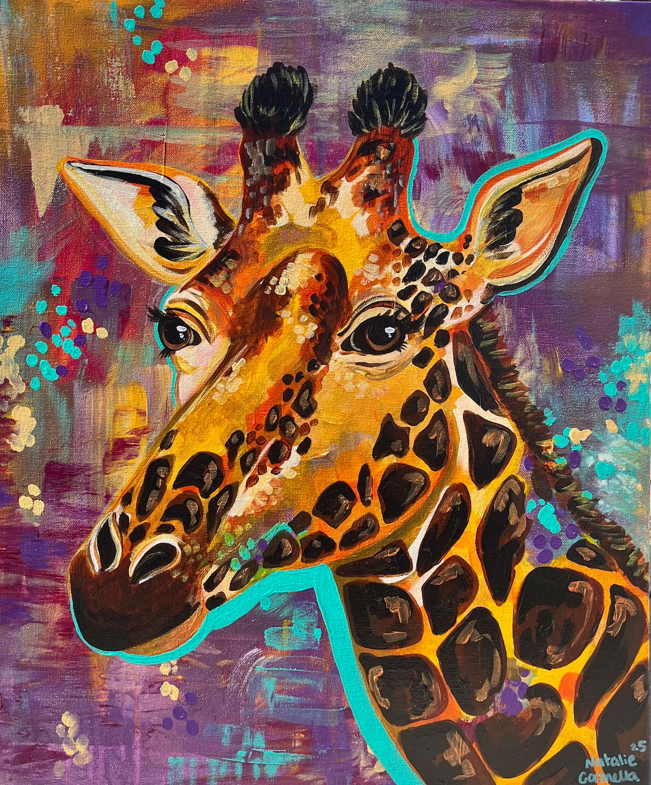 'Height of the Wild' Giraffe Original Acrylic Painting