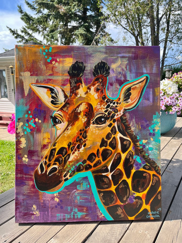 Height of the Wild' Giraffe Original Acrylic Painting | Natalie