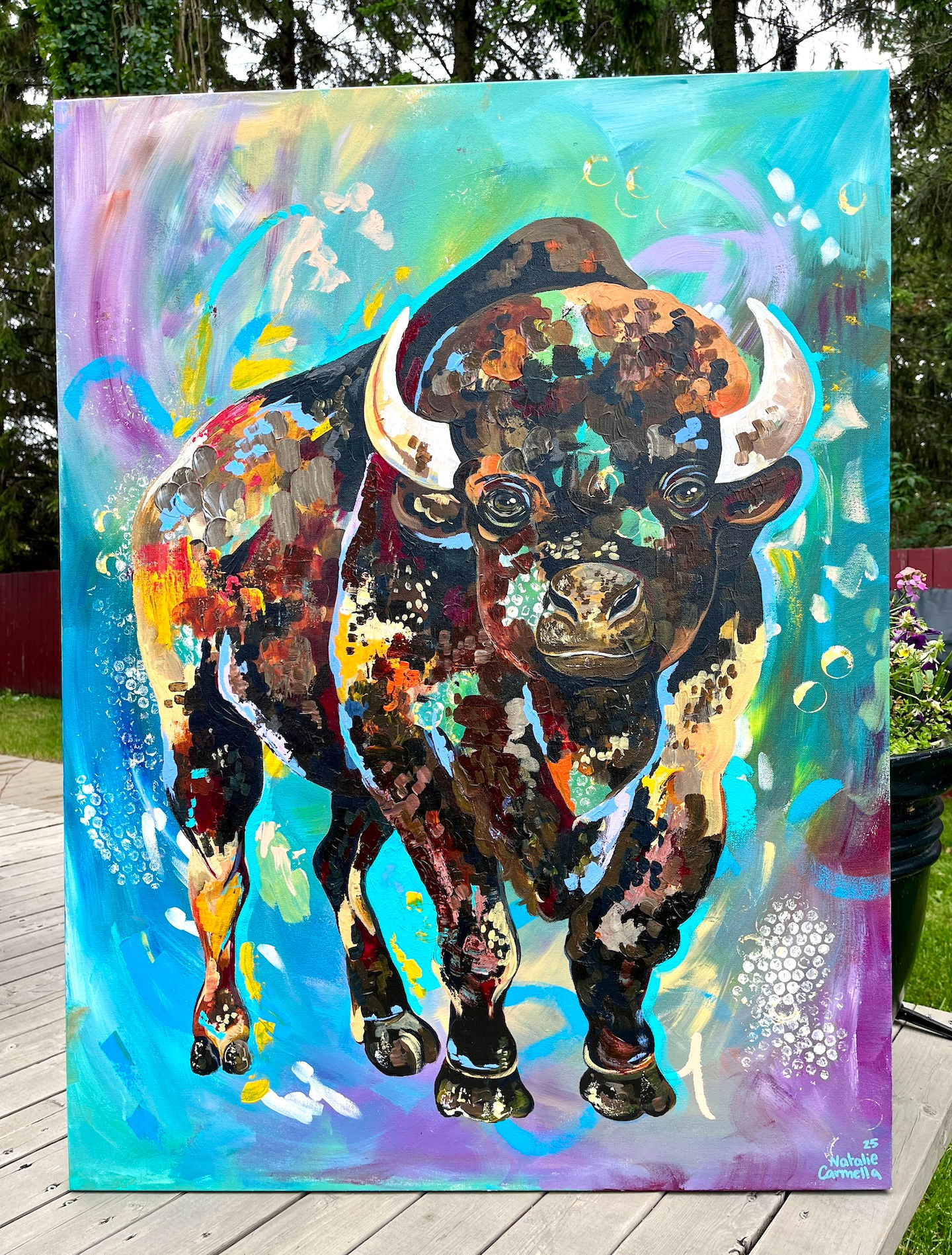 'Roaming Free' Bison Original Acrylic Painting