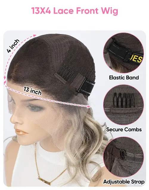 Thumbnail: Adeline-Natural Balayage Brown Body Wave 13X4 Lace Front Human Hair Wig