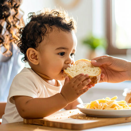 Lactente comendo pão