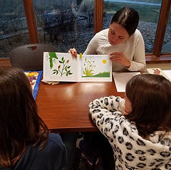 Woman reading to kids