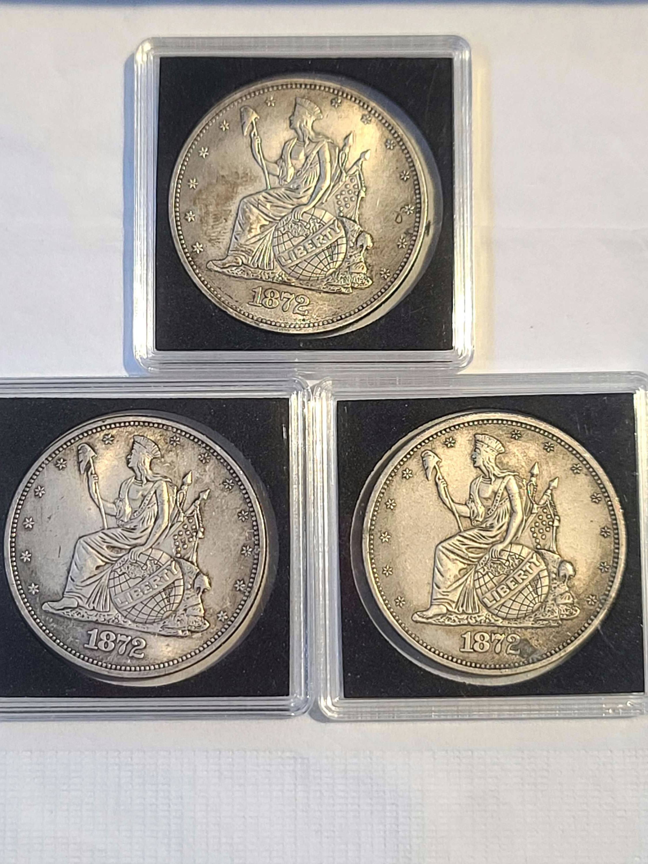 1872 Trade Dollar Coins - Lot of 3