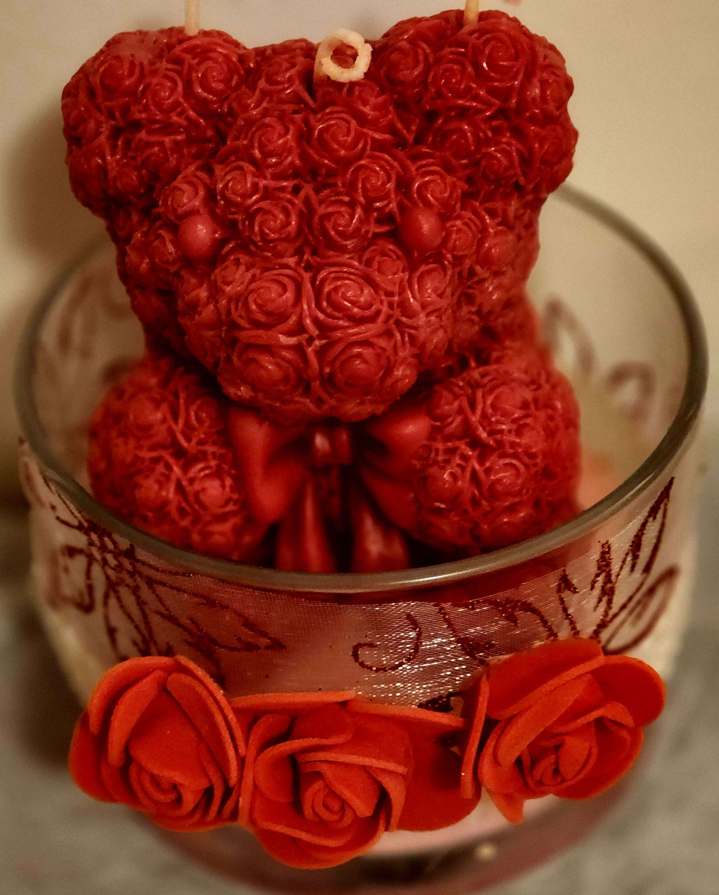 Teddy Bear Rose Candle