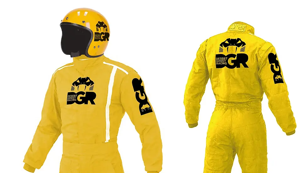 Desert Ghost Racing branded clothing concept, helmet ans overalls