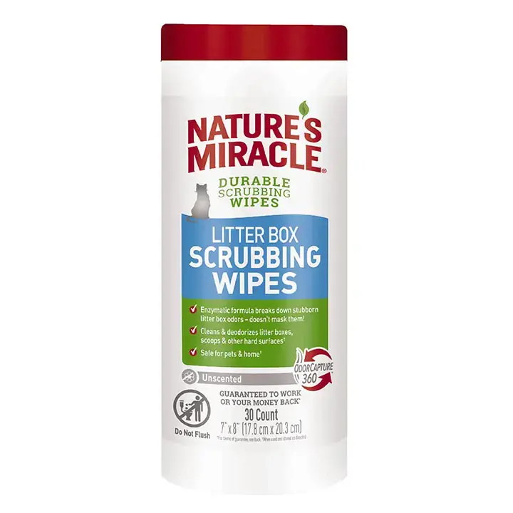 Nature's Miracle Unscented Litter Box Cleaner Scrubbing Wipes