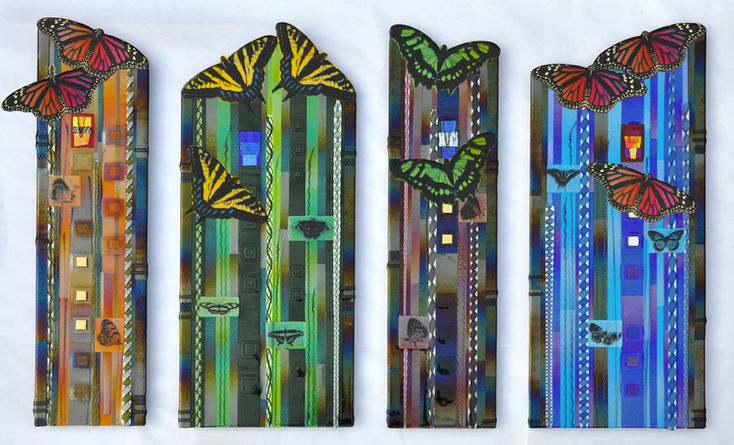 Fused glass installation with soft, calming color palette at Women’s and Children's Hospital, Houston TX