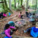 Survival Kids fokussiert am Feuermachen
