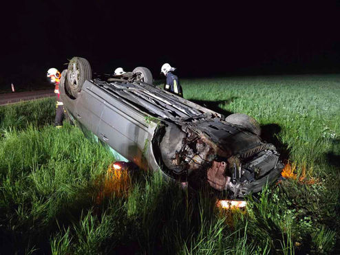 Fahrzeugüberschlag nach Wildwechsel 