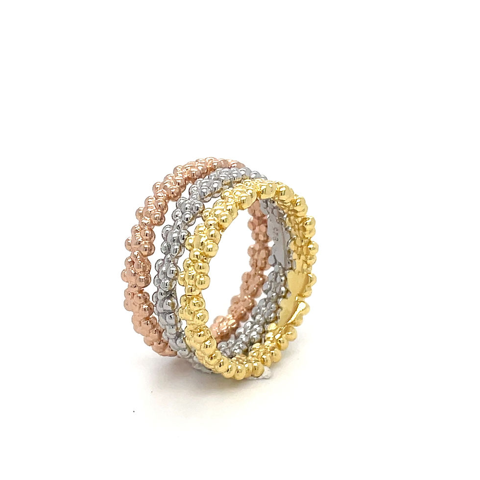Ring aus kleinen Blumen in Silber, Gold und Rosé