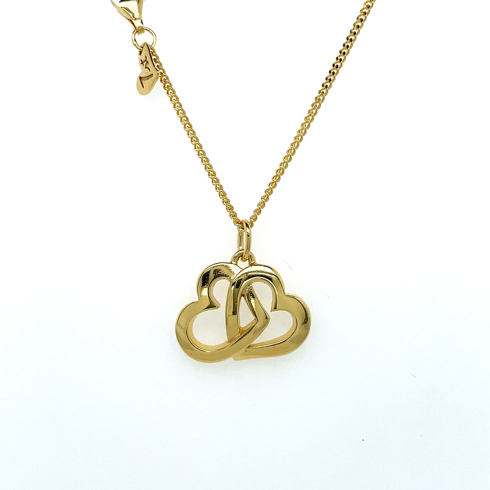 Anhänger aus zwei Herzen in Sterling 925 Silber vergoldet
