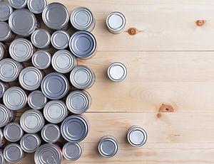 A number of food tins