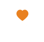 A hand holding a bright orange heart.