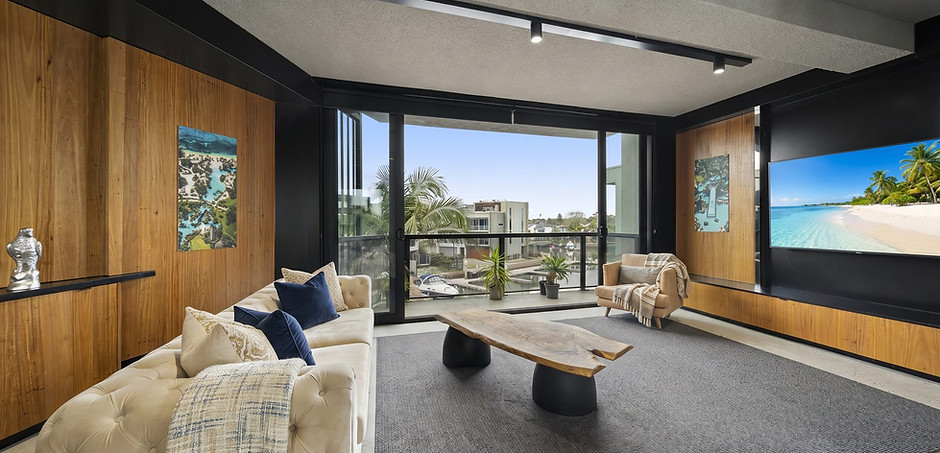 Patterson Lakes apartment living room photographed by DGen Property Media, Melbourne