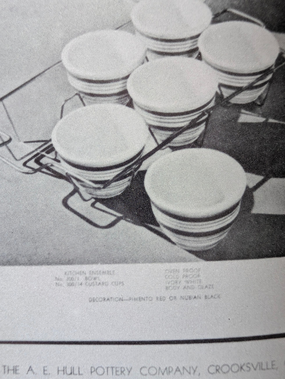 Original Hull Pottery catalog showing 300 Line custard cups arranged in serving rack