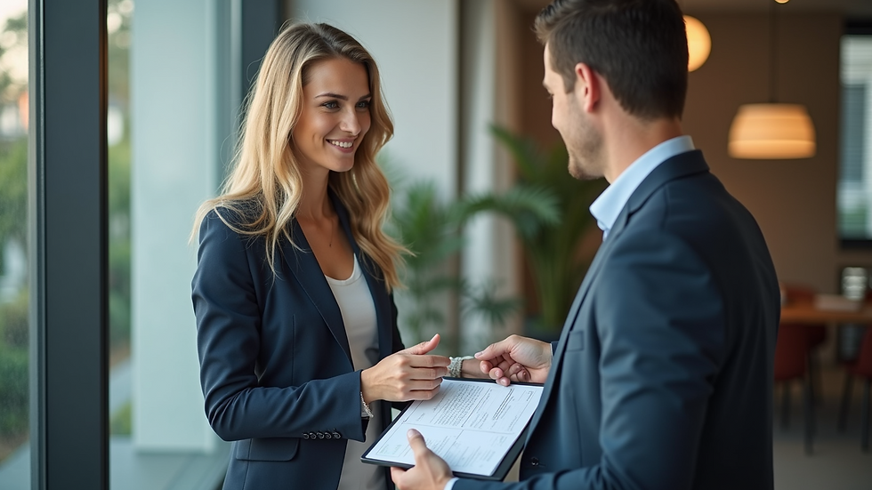 High angle view of a real estate agent contacting potential clients