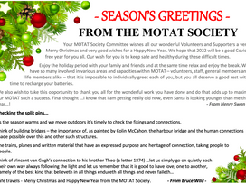 SEASON’S GREETINGS - FROM THE MOTAT SOCIETY
