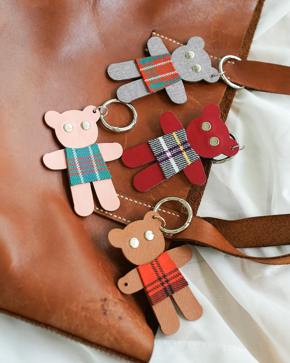 Thumbnail: JÖTHE Leather & Tartan Bear Keychain