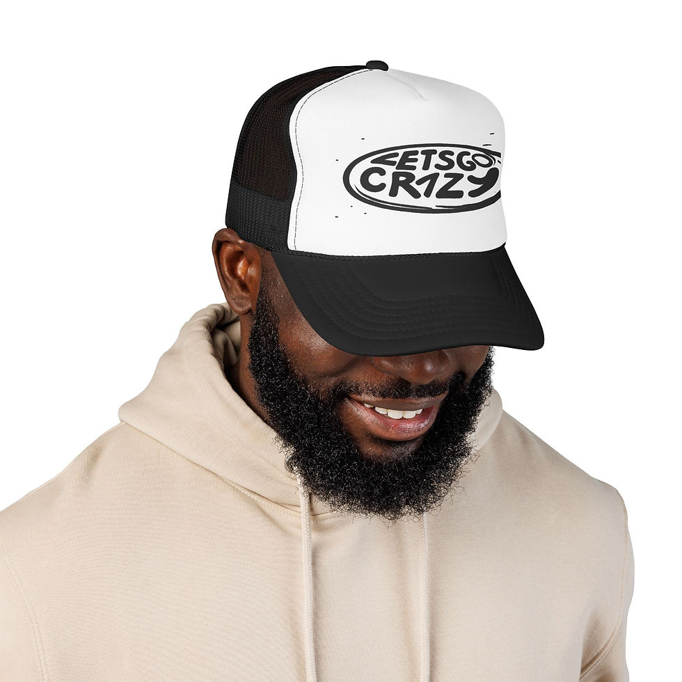 Thumbnail: Seaside Love Letters Foam Trucker Hat — Vintage Surf Sand Art Mesh Cap