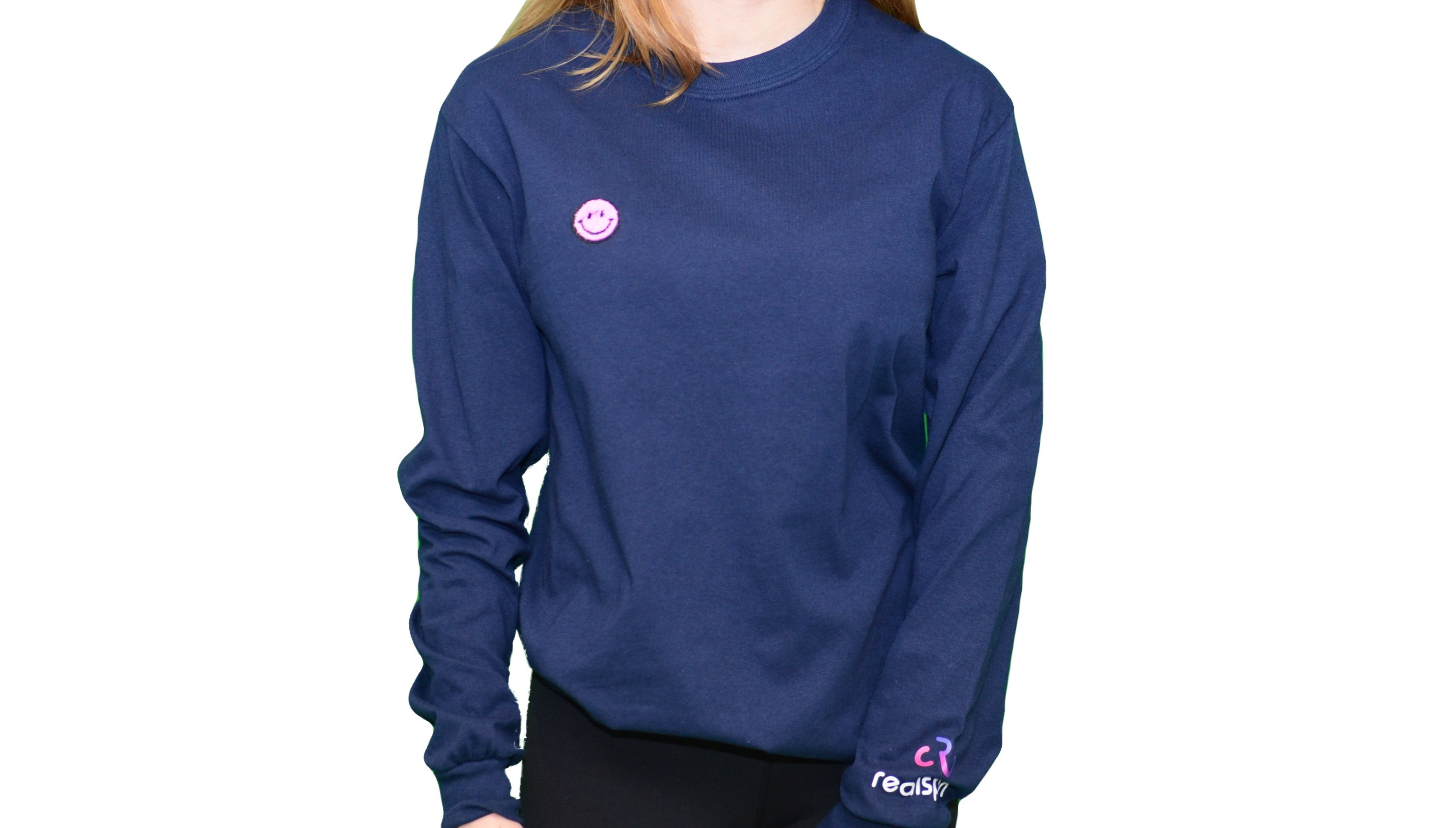 realspin x patched - blue longsleeve w. pink smiley