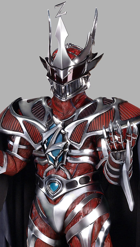 Retouched rendering of Lord Zedd’s armor from Mighty Morphin Power Rangers, with polished metal surfaces, enhanced highlights, and a uniform grey background