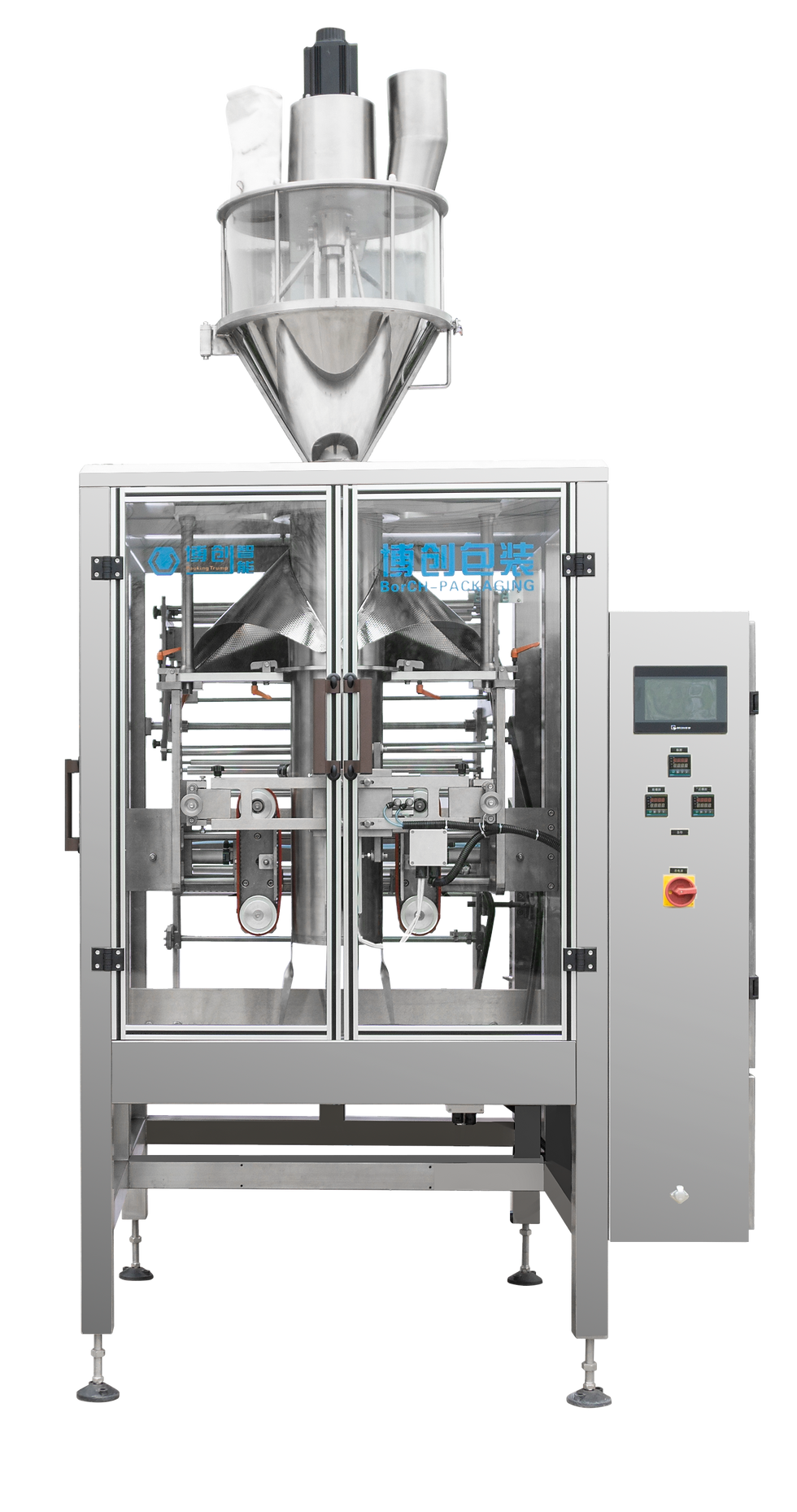 Vertical form fill and seal seed packaging machine