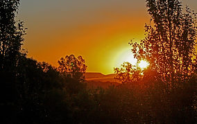 Sunset view with some mountains in the distance
