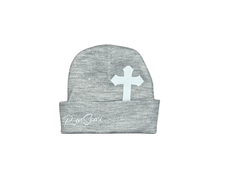 GREY CROSS BEANIE