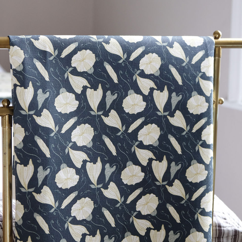 Thumbnail: Blue linen floral fabric