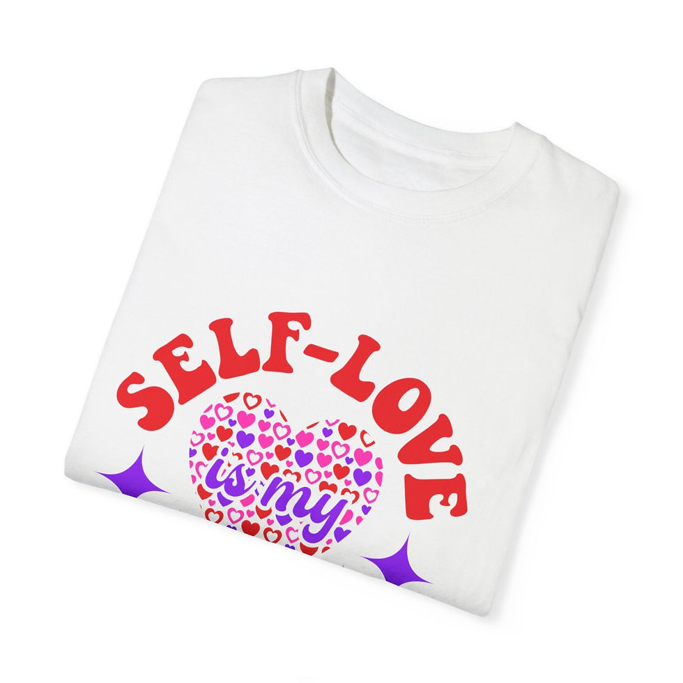 Thumbnail: Self love is my superpower (red and pink) Unisex Garment-Dyed T-shirt