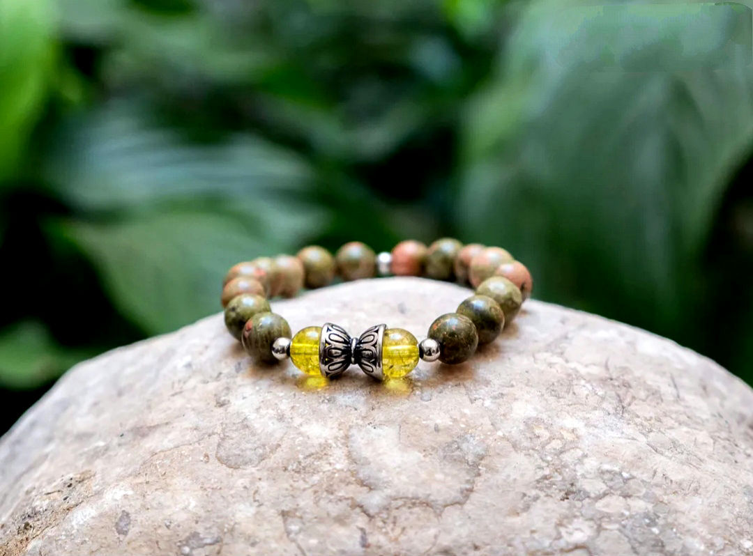 Bracelet en pierre fine Unakite