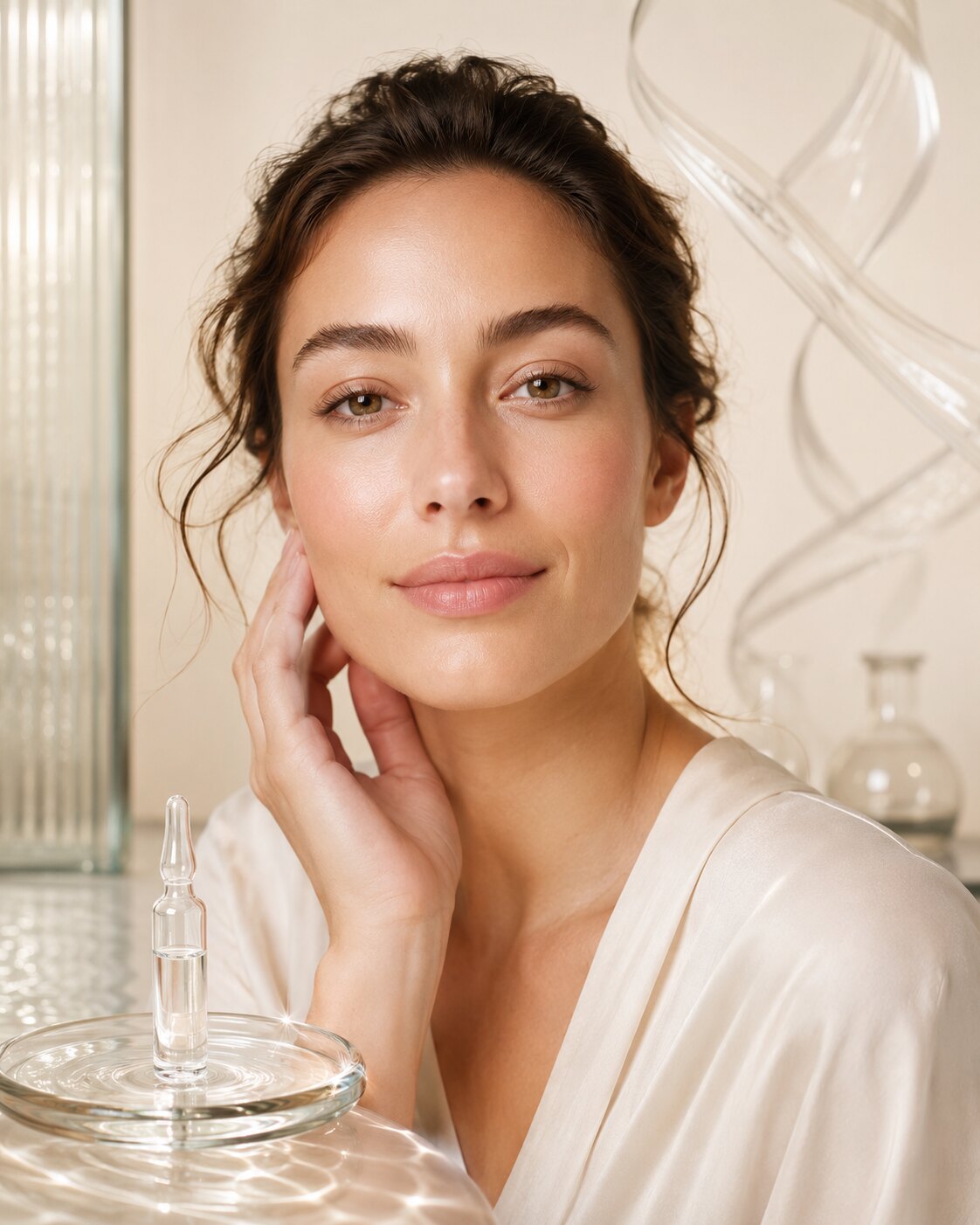 Portrait illustrating a natural, luminous skin aesthetic