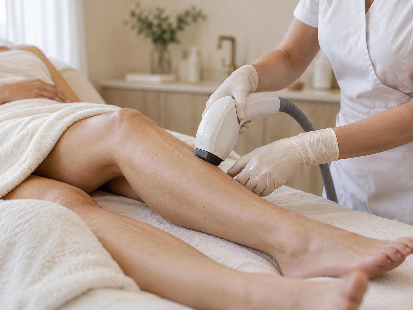 Laser hair removal on the lower leg