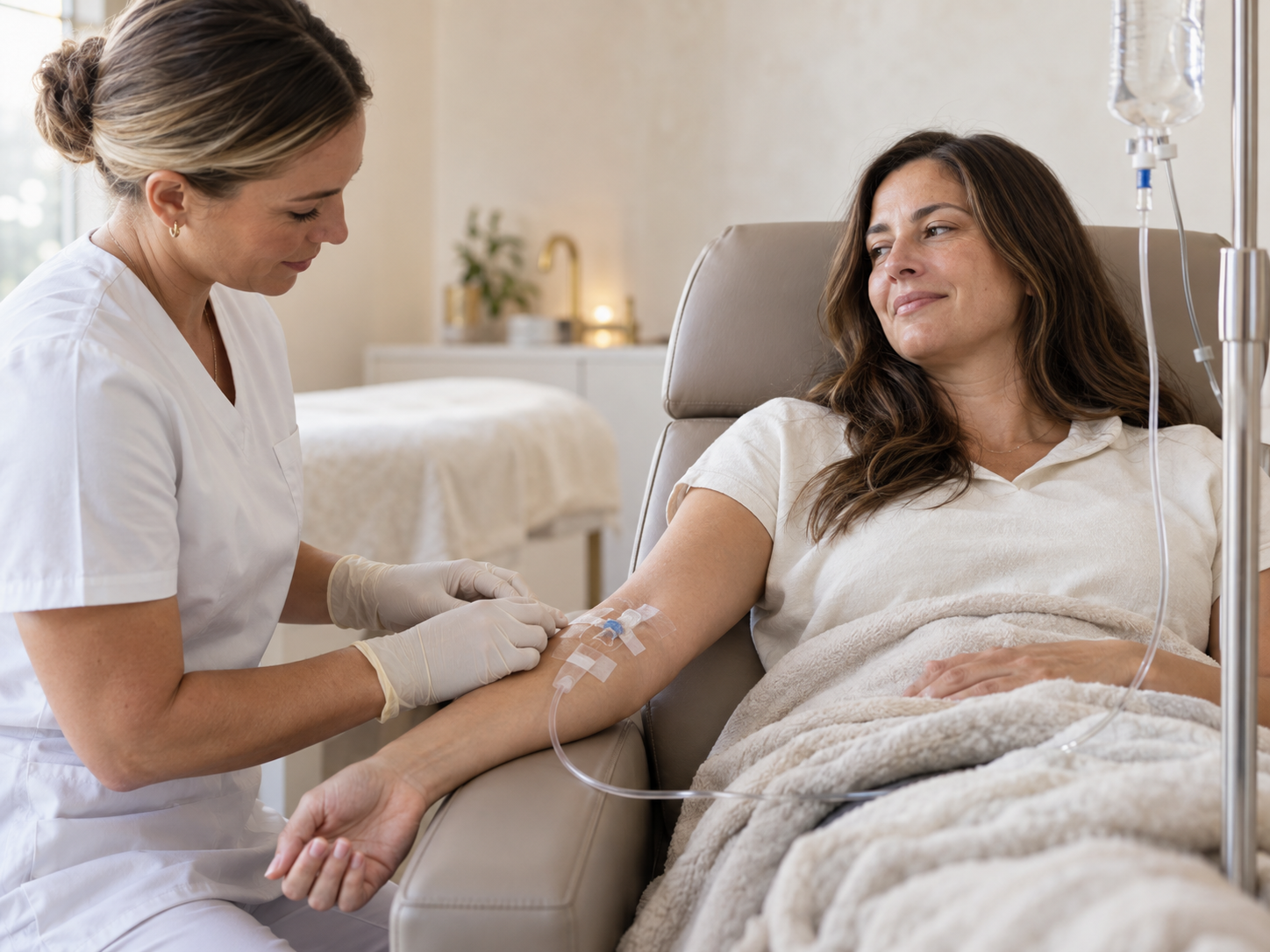 IV therapy in a comfortable treatment chair